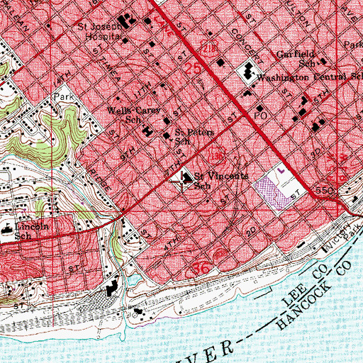 Topographic Map of Saint Vincents School, IA