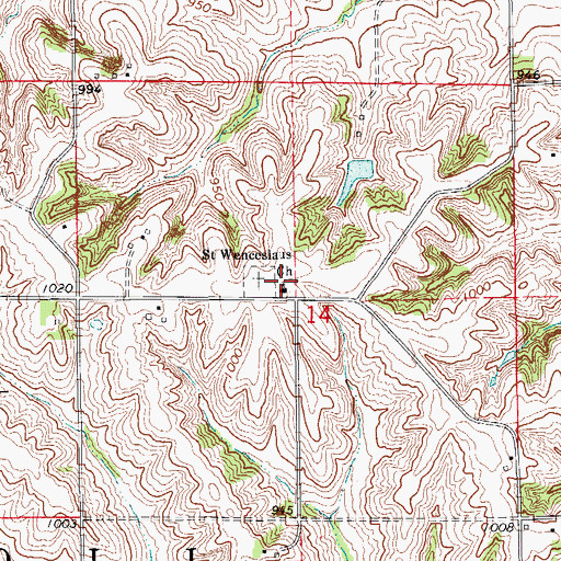 Topographic Map of Saint Wenceslaus Church, IA