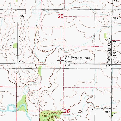 Topographic Map of Saints Peter and Paul Cemetery, IA