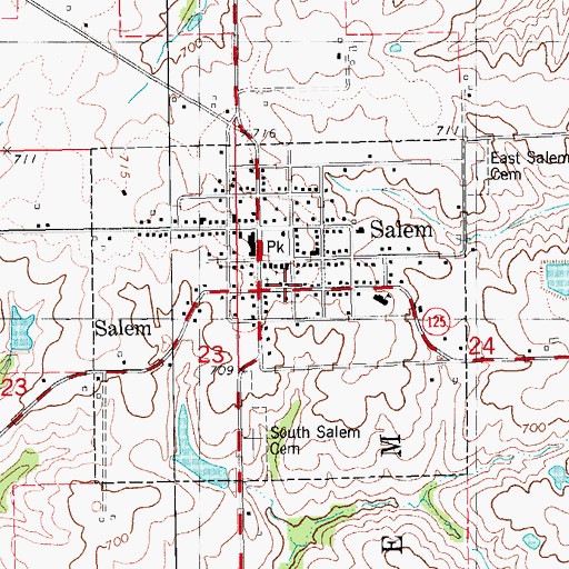 Topographic Map of Salem, IA