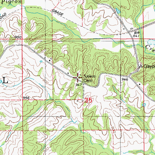 Topographic Map of Salem Cemetery, IA