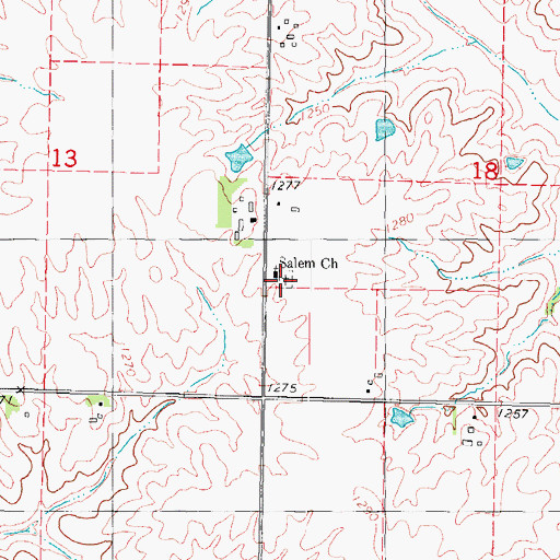 Topographic Map of Salem Cemetery, IA