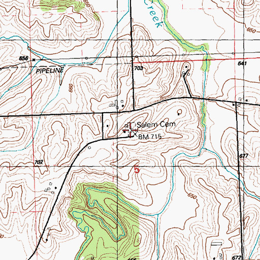 Topographic Map of Salem Cemetery, IA