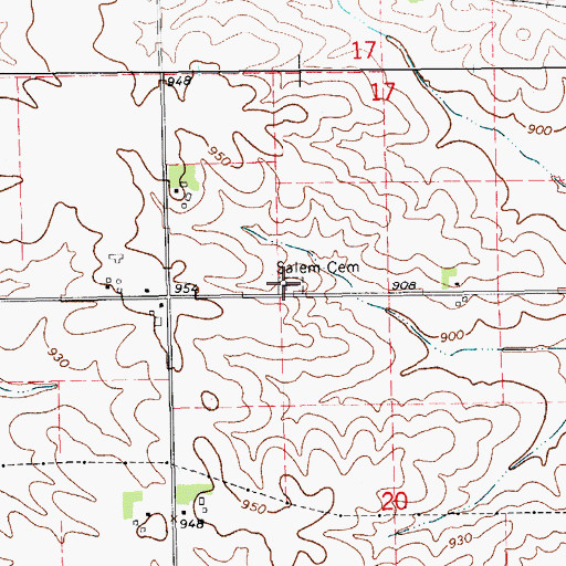 Topographic Map of Salem Cemetery, IA