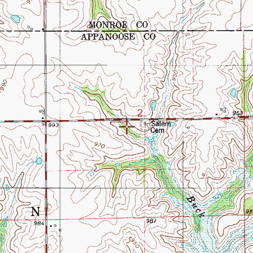 Topographic Map of Salem Church, IA