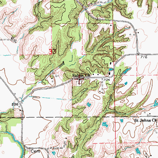Topographic Map of Salem Church, IA
