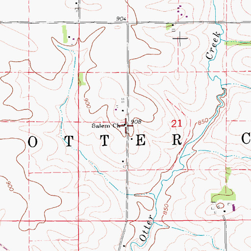 Topographic Map of Salem Church, IA