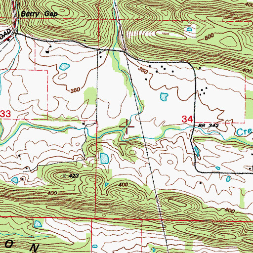 Topographic Map of Bass Creek, AR