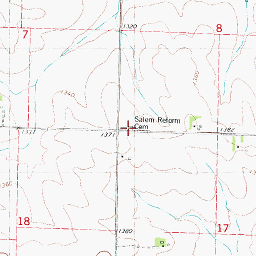 Topographic Map of Salem Reform Cemetery, IA