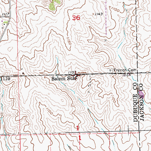 Topographic Map of Salem School, IA
