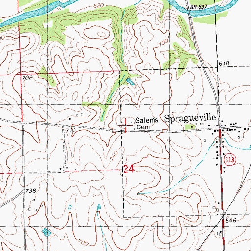 Topographic Map of Salem's Lutheran Cemetery, IA