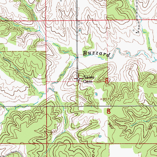 Topographic Map of Sales Cemetery, IA