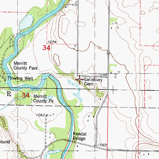 Topographic Map of Salisbury Cemetery, IA