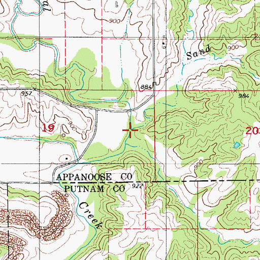 Topographic Map of Sand Creek, IA