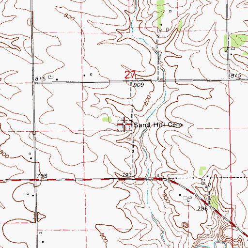 Topographic Map of Sand Hill Cemetery, IA