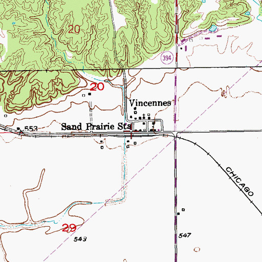 Topographic Map of Sand Prairie Station, IA