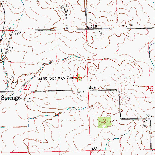 Topographic Map of Sand Springs Cemetery, IA