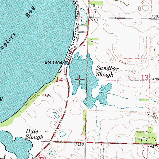 Topographic Map of Sandbar Slough, IA