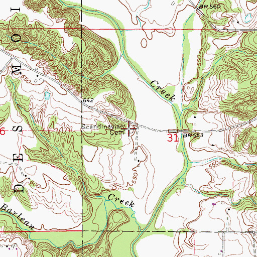 Topographic Map of Scandinavian Cemetery, IA