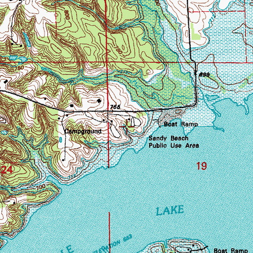 Topographic Map of Sandy Beach Public Use Area, IA