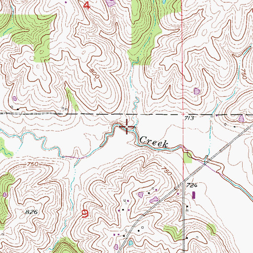 Topographic Map of Sandy Creek, IA