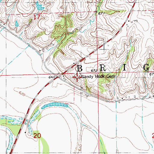 Topographic Map of Sandy Hook Cemetery, IA