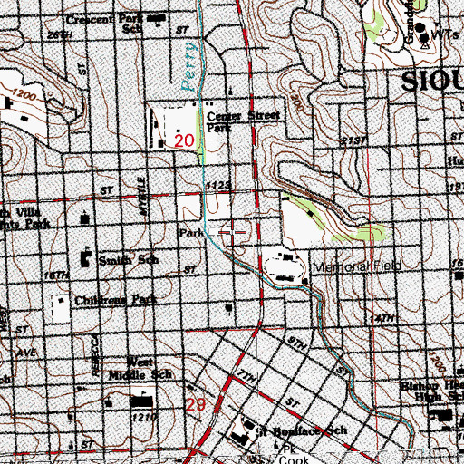 Topographic Map of Sanford Park, IA