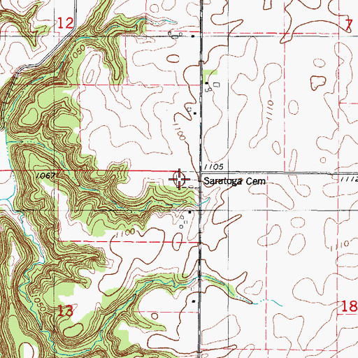 Topographic Map of Saratoga Cemetery, IA