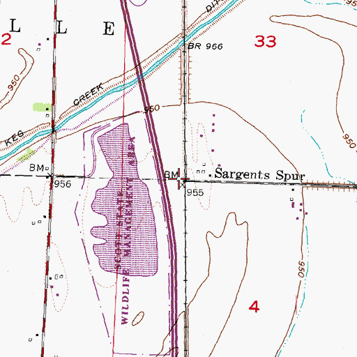 Topographic Map of Sargents Spur, IA