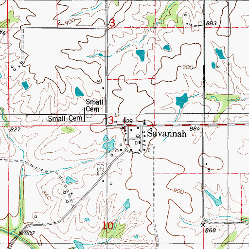 Topographic Map of Savannah, IA