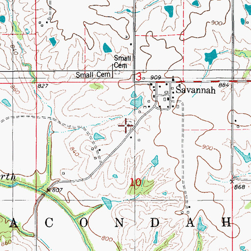 Topographic Map of Savannah Cemetery, IA