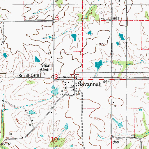 Topographic Map of Savannah Church, IA