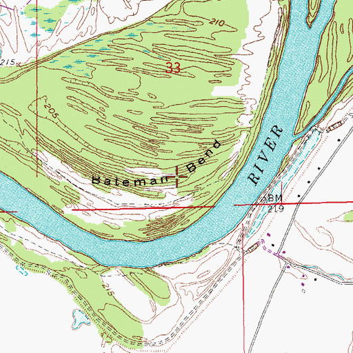 Topographic Map of Bateman Bend, AR