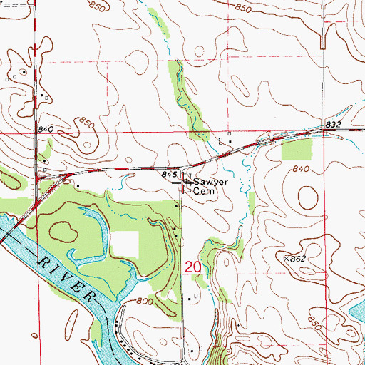 Topographic Map of Pleasant Hill Cemetery, IA