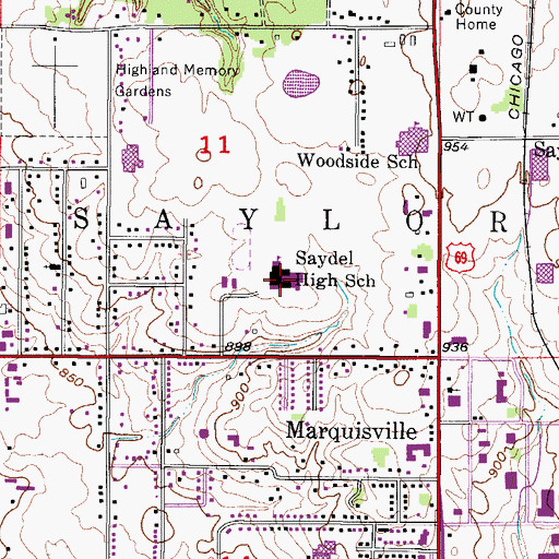 Topographic Map of Saydel High School, IA