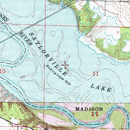 Topographic Map of Saylorville Lake, IA