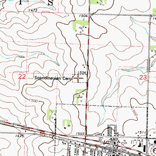 Topographic Map of Scandinavian Cemetery, IA