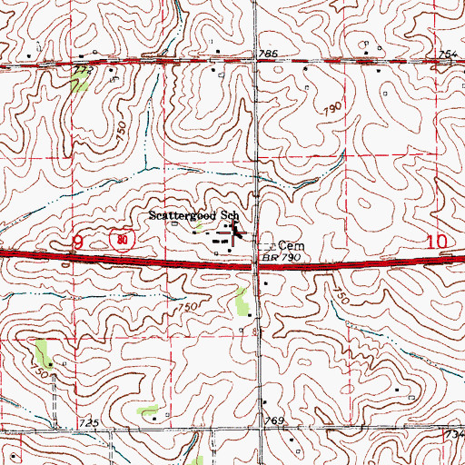 Topographic Map of Scattergood Friends School, IA