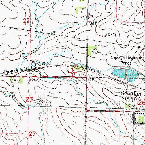 Topographic Map of Schaller Cemetery, IA
