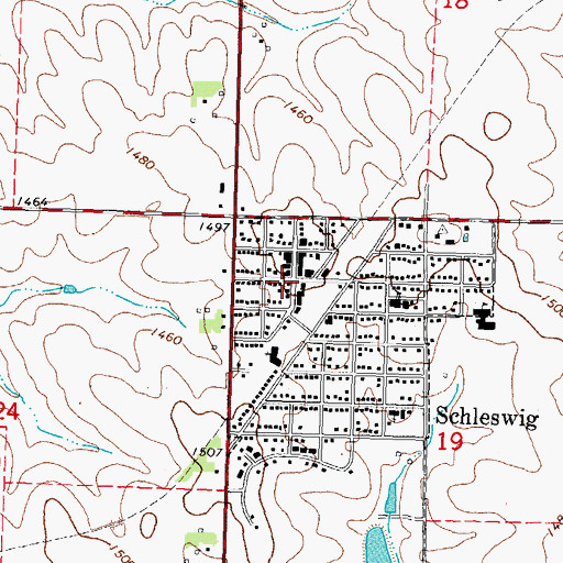 Topographic Map of Schleswig, IA