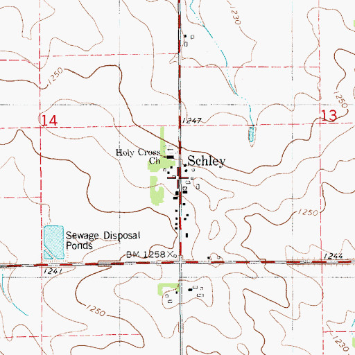 Topographic Map of Schley, IA