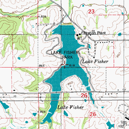 Topographic Map of Lake Fisher, IA