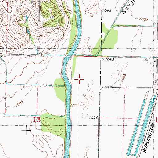 Topographic Map of Baughmans Creek, IA