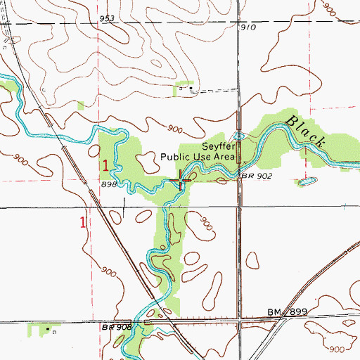 Topographic Map of North Fork Black Hawk Creek, IA