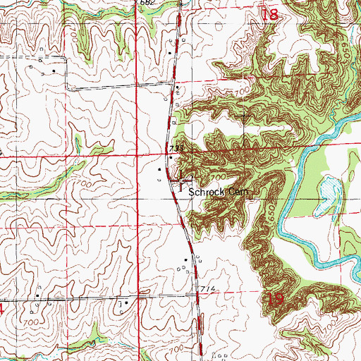 Topographic Map of Schrock Cemetery, IA