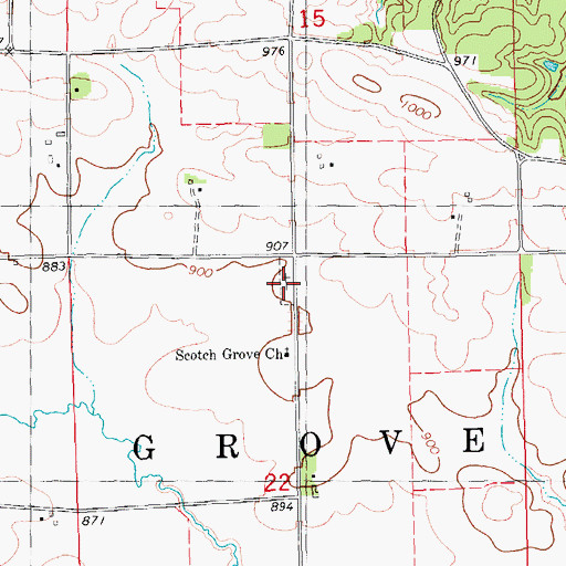 Topographic Map of Scotch Grove Cemetery, IA
