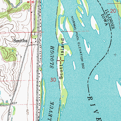 Topographic Map of Scott Island, IA