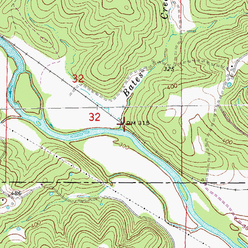 Topographic Map of Bates Creek, AR