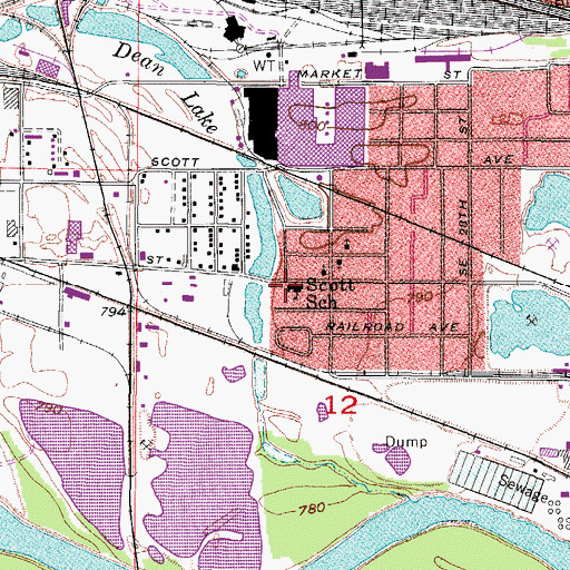 Topographic Map of Scott School, IA
