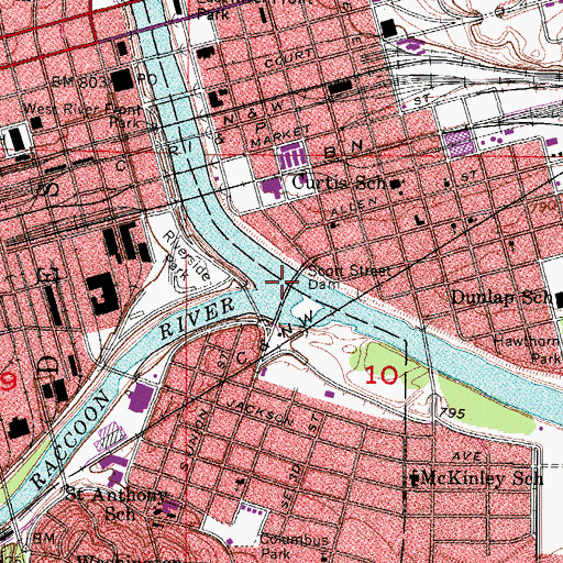 Topographic Map of Scott Street Dam, IA